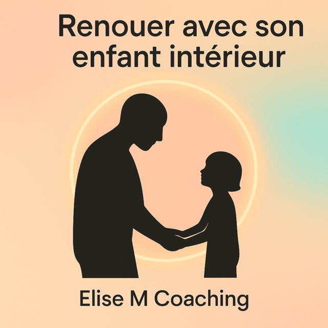 Adulte face à son enfant intérieur, symbole de guérison et de retour à l’authenticité